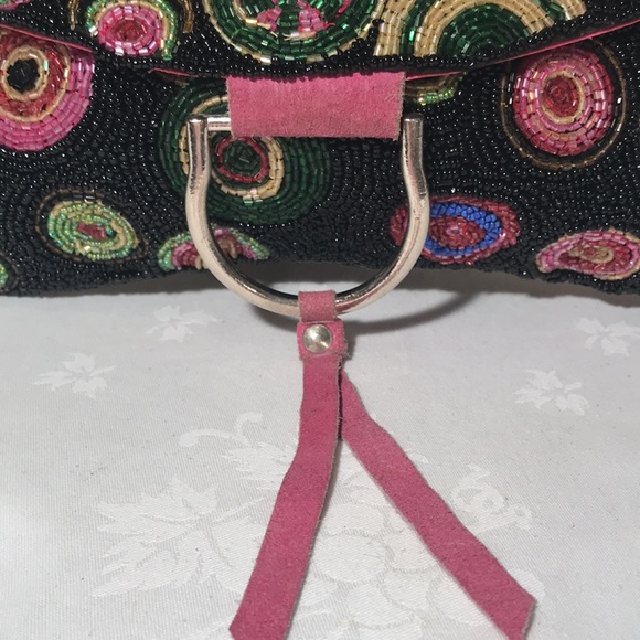 Christina multi beaded baguette bag w suede strap - Picture 5 of 15